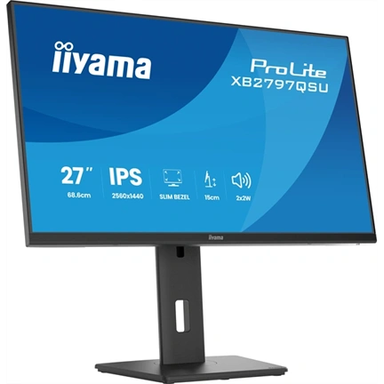 Iiyama ProLite XB2797QSU-B1 monitor - 27", QHD, IPS, 75Hz, USB hub, állítható magasság, pivot, fekete