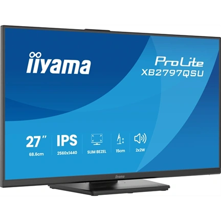 Iiyama ProLite XB2797QSU-B1 monitor - 27", QHD, IPS, 75Hz, USB hub, állítható magasság, pivot, fekete