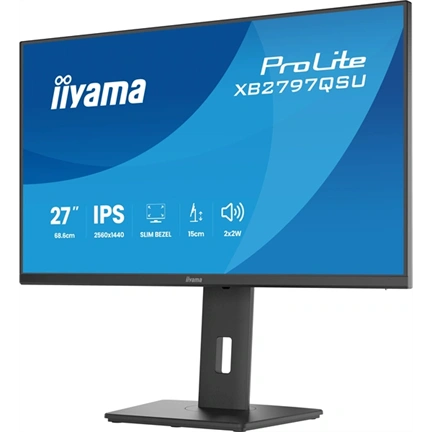Iiyama ProLite XB2797QSU-B1 monitor - 27", QHD, IPS, 75Hz, USB hub, állítható magasság, pivot, fekete