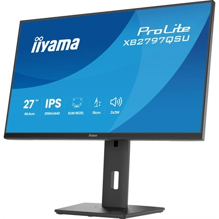 Iiyama ProLite XB2797QSU-B1 monitor - 27", QHD, IPS, 75Hz, USB hub, állítható magasság, pivot, fekete