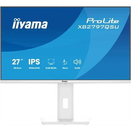 Iiyama ProLite XB2797QSU-W1 monitor - 27", QHD, IPS, 75Hz, USB hub, állítható magasság, pivot, fehér