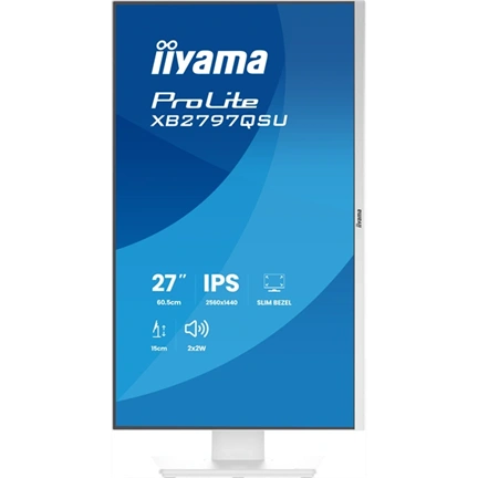 Iiyama ProLite XB2797QSU-W1 monitor - 27", QHD, IPS, 75Hz, USB hub, állítható magasság, pivot, fehér