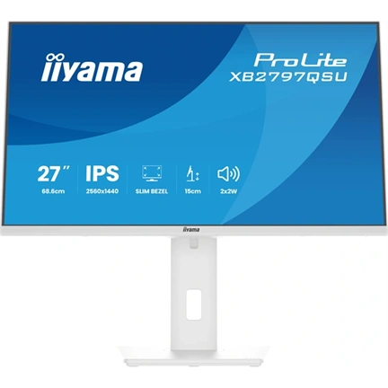 Iiyama ProLite XB2797QSU-W1 monitor - 27", QHD, IPS, 75Hz, USB hub, állítható magasság, pivot, fehér