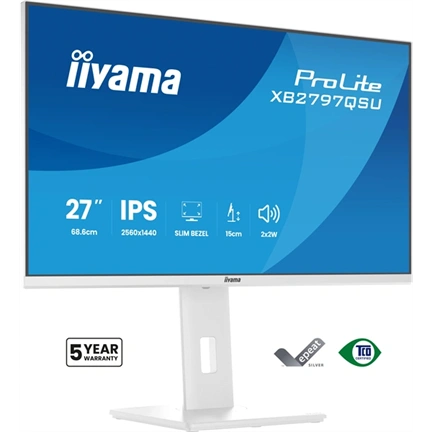 Iiyama ProLite XB2797QSU-W1 monitor - 27", QHD, IPS, 75Hz, USB hub, állítható magasság, pivot, fehér