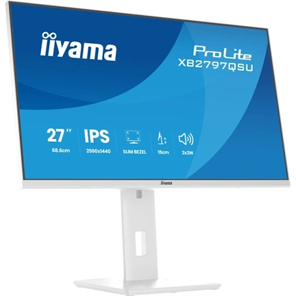 Iiyama ProLite XB2797QSU-W1 monitor - 27", QHD, IPS, 75Hz, USB hub, állítható magasság, pivot, fehér