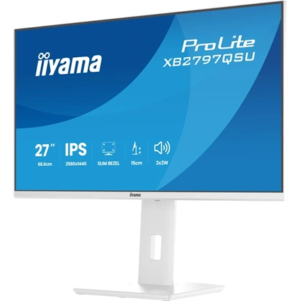 Iiyama ProLite XB2797QSU-W1 monitor - 27", QHD, IPS, 75Hz, USB hub, állítható magasság, pivot, fehér