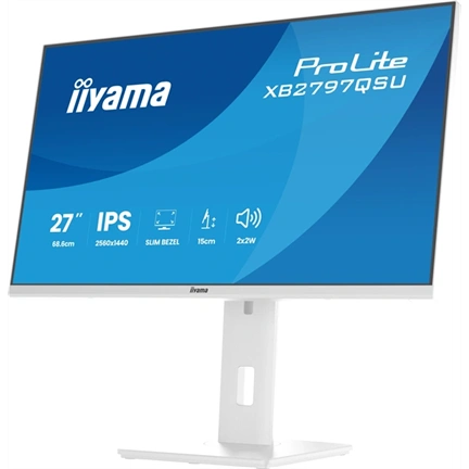 Iiyama ProLite XB2797QSU-W1 monitor - 27", QHD, IPS, 75Hz, USB hub, állítható magasság, pivot, fehér