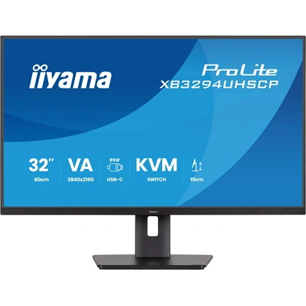 Iiyama ProLite XB3294UHSCP-B1 monitor - 31,5", UHD, VA, USB-C, KVM, állatható magasság, pivot, fekete