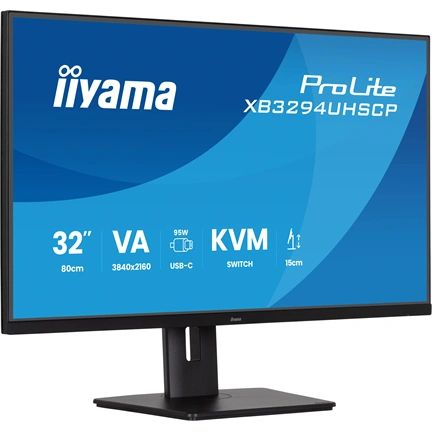 Iiyama ProLite XB3294UHSCP-B1 monitor - 31,5", UHD, VA, USB-C, KVM, állatható magasság, pivot, fekete