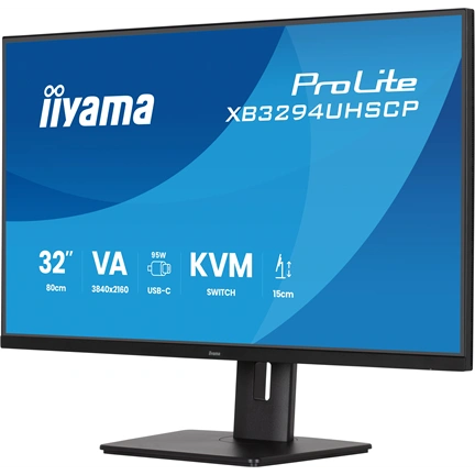 Iiyama ProLite XB3294UHSCP-B1 monitor - 31,5", UHD, VA, USB-C, KVM, állatható magasság, pivot, fekete