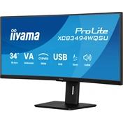 Iiyama ProLite XCB3494WQSU-B1 monitor 34" UWQHD hajlított 1500R VA 120Hz, USB-C hub, 2x5W