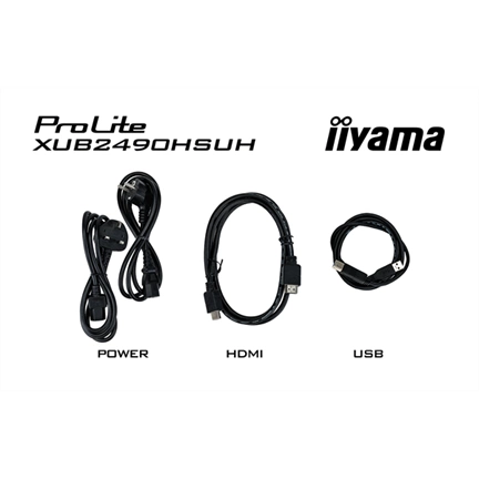 Iiyama ProLite XUB2490HSUH-B2 monitor - 23,8" FHD IPS, Windows Hello webkamera, állítható magasság, pivot