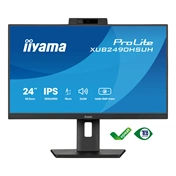 Iiyama ProLite XUB2490HSUH-B2 monitor - 23,8" FHD IPS, Windows Hello webkamera, állítható magasság, pivot