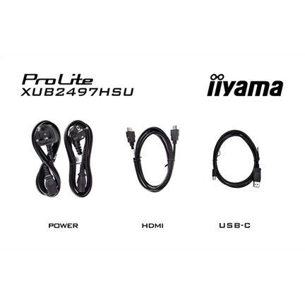 Iiyama ProLite XUB2497HSN-B2 monitor - 23,8" FHD IPS 100Hz, USB-C dokkoló, LAN, állítható magasság, pivot