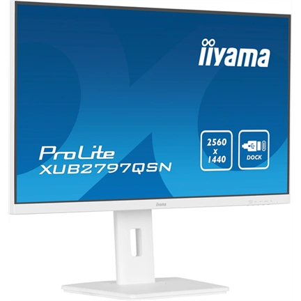Iiyama ProLite XUB2797QSN-W2 monitor - 27" QHD IPS 100Hz, USB-C dokkoló, LAN, állítható magasság, pivot, fehér