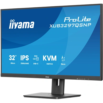 Iiyama ProLite XUB3297QSNP-B1 monitor - 32" QHD IPS 100Hz, USB-C dokkoló, KVM, állítható magasság, pivot