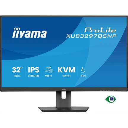 Iiyama ProLite XUB3297QSNP-B1 monitor - 32" QHD IPS 100Hz, USB-C dokkoló, KVM, állítható magasság, pivot