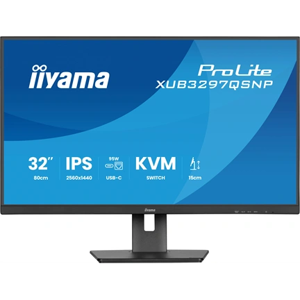 Iiyama ProLite XUB3297QSNP-B1 monitor - 32" QHD IPS 100Hz, USB-C dokkoló, KVM, állítható magasság, pivot