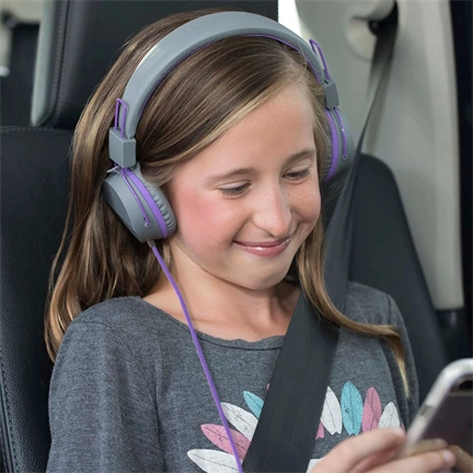 JLAB JBuddies Studio Kids Wired Headphones - Grey/Purple