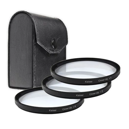 KAISER +1, +2, +4, macro előtét lencse + tok, 67 mm
