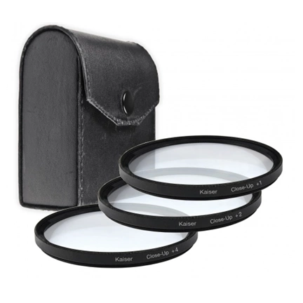 KAISER +1, +2, +4, macro előtét lencse + tok, 72 mm