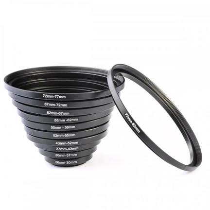 K&F Concept 11 az 1-ben menetátalakító gyűrű szett (Step-Up) 26-82mm