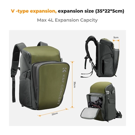 K&F Concept Alpha Air fotós hátizsák 25L, zöld
