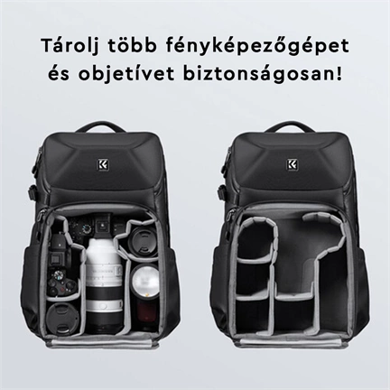 K&F Concept Alpha Backpack 20L, fotós hátizsák, vízálló, fekete