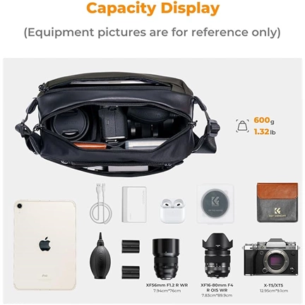 K&F Concept Alpha Sling 10L, fotós oldaltáska, fekete szürke, terepmintás