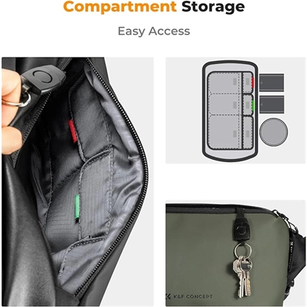 K&F Concept Alpha Sling 10L, fotós oldaltáska, fekete szürke, terepmintás