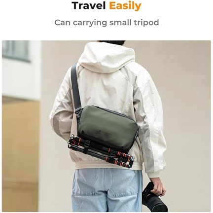 K&F Concept Alpha Sling 10L, fotós oldaltáska, sötétzöld