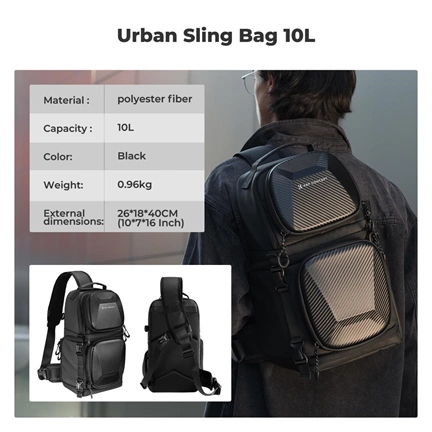 K&F Concept Beta Messenger egyvállas hardshell kamera hátizsák 10L, fekete