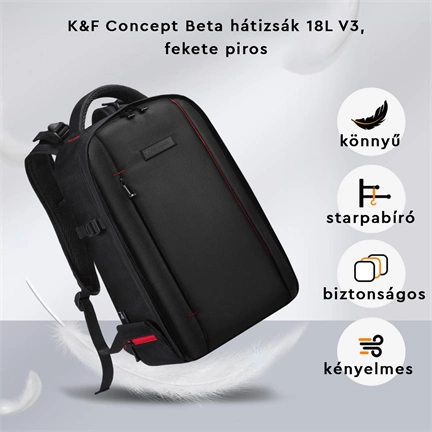 K&F Concept Beta hátizsák 18L V3, fekete piros