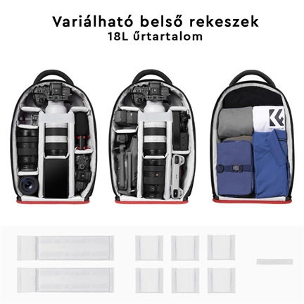 K&F Concept Beta hátizsák 18L V3, fekete piros