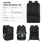 K&F Concept Collapsible Backpack 22L, fotós hátizsák, oldaltáskáva csukható, fekete