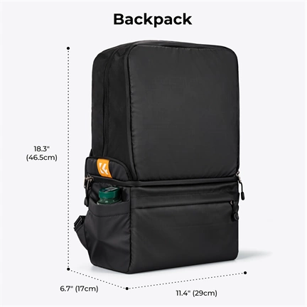 K&F Concept Collapsible Backpack 22L, fotós hátizsák, oldaltáskáva csukható, fekete