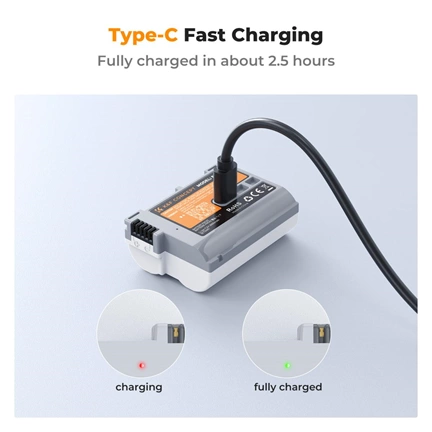 K&F Concept EN-EL15C akkumulátor 2600mAh, USB-C csatlakozóval