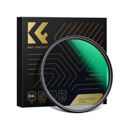 K&F Concept NANO-X series, Blue Streak szűrő, vízlepergető, karcálló, zöld bevonat, 77mm