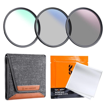K&F Concept Professzionális szűrő szett + szűrőtartó tok (UV+CPL+ND4) 82mm