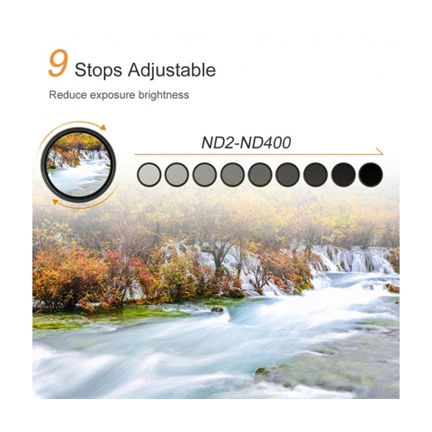 K&F Concept Slim vario ND 2-400 változtatható szürkeszűrő, 55 mm