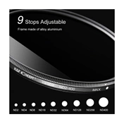 K&F Concept Slim vario ND 2-400 változtatható szürkeszűrő, 62 mm