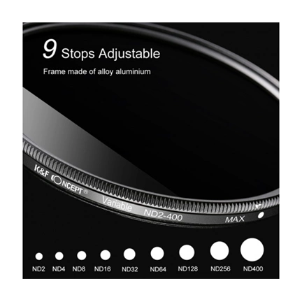 K&F Concept Slim vario ND 2-400 változtatható szürkeszűrő, 62 mm