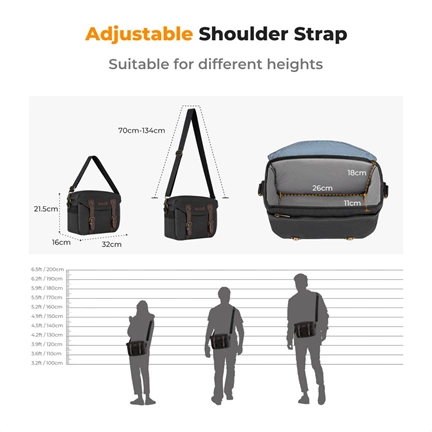 K&F Concept Urban Wander 10L, fotós oldaltáska, szürke barna