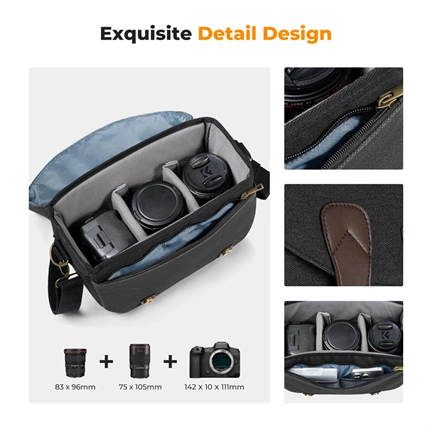 K&F Concept Urban Wander 10L, fotós oldaltáska, szürke barna