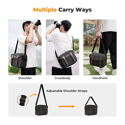 K&F Concept Urban Wander 10L, fotós oldaltáska, szürke barna