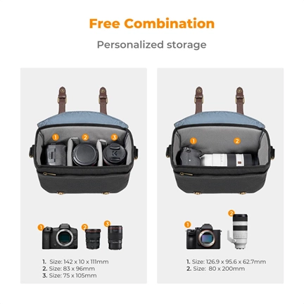 K&F Concept Urban Wander 10L, fotós oldaltáska, szürke barna