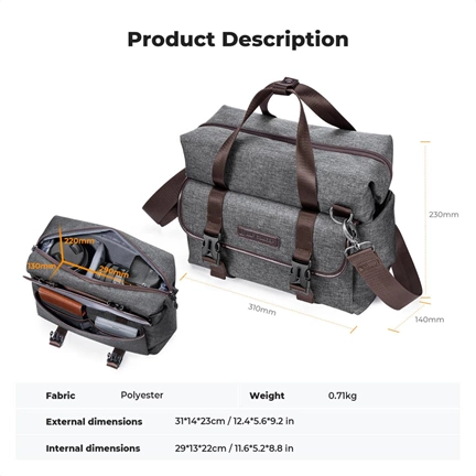 K&F Concept Urban Wander 8L, fotós oldaltáska, szürke