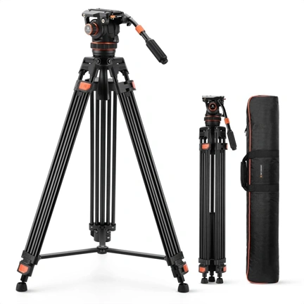 K&F Concept VA3 videóállvány, BV60 fluid video fej, 191cm magasság, 10kg teherbírás