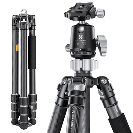 K&F Concept X284C4+BH-36 karbon állvány + monopod, 172cm magasság, 16kg teherbírás