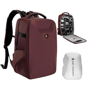 K&F Concept hardshell professzionális kamera hátizsák, 22L, 15.6 laptop zseb, bordó